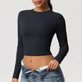 Naked-feel compression sports t-shirt - quick-dry, breathable long sleeve yoga top for pilates, running, and fitness