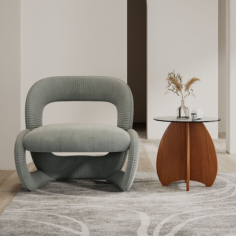 Designer single sofa chair wabi-sabi style homestay apartment leisure backrest bedroom irregular sofa solid wood minimalist