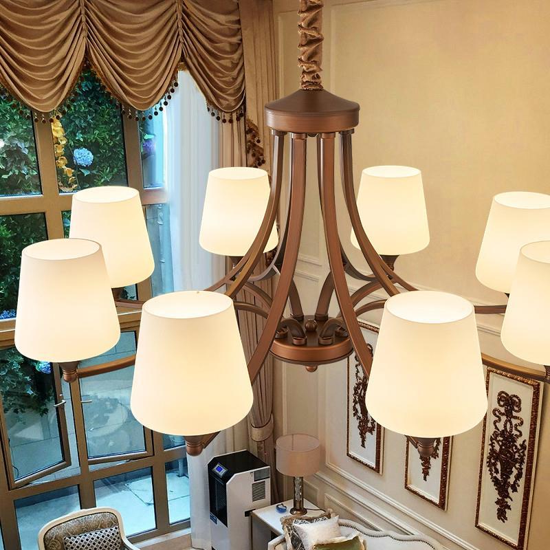 American chandelier living room dining room bedroom lighting country retro style wrought iron glass French simple atmosphere light