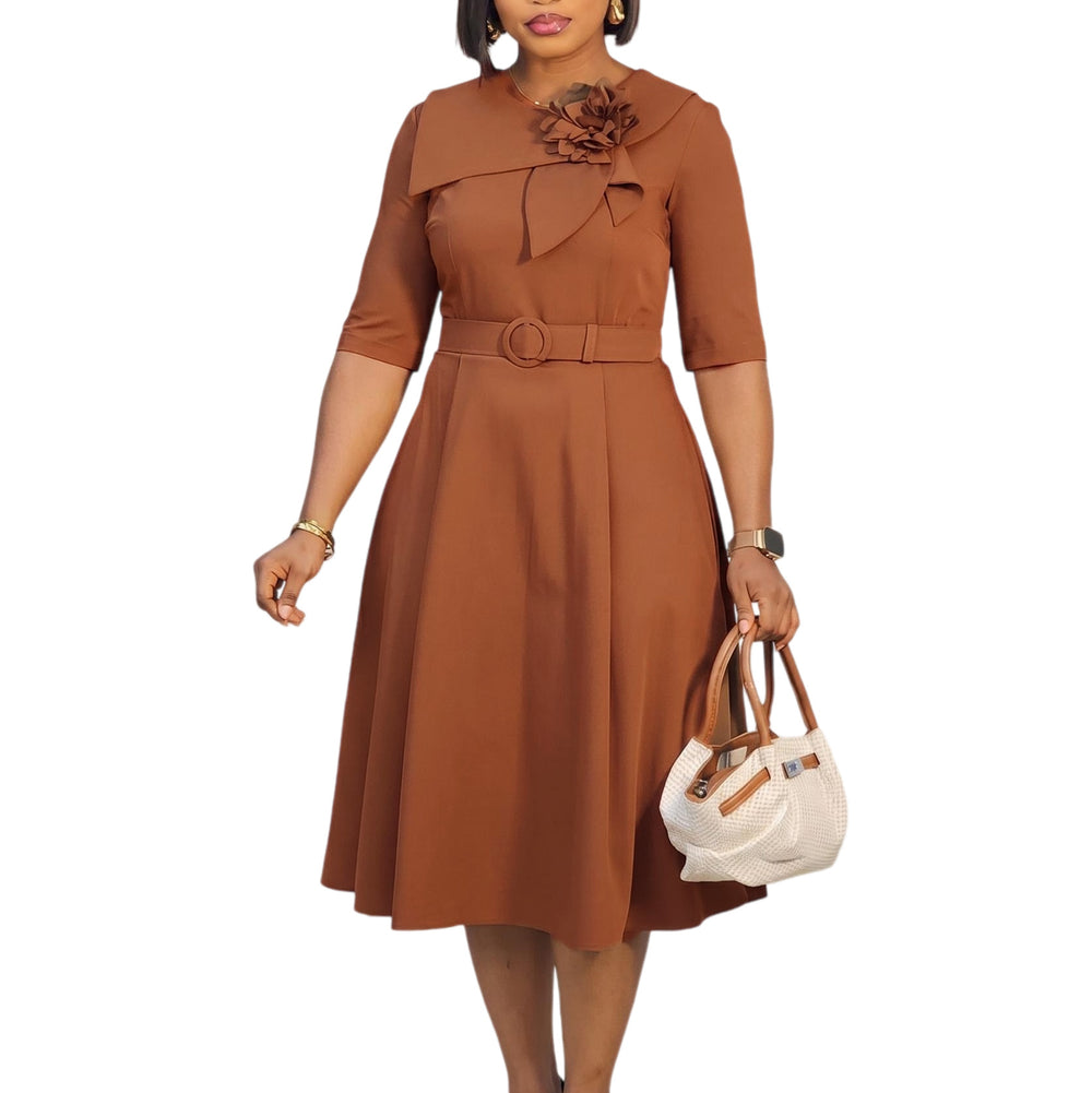 D3377 cross-border african trade  summer new arrival: elegant and slim-fitting five-sleeve foreign trade dress