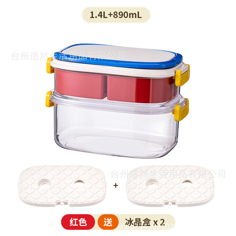Portable fruit chilled crisper with filtered water outdoor camping picnic food sealed bento lunch box small refrigerator