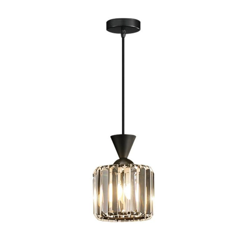 Modern minimalist bedroom bedside pendant light, simple bar counter entryway lighting, single-head suspension crystal chandelier