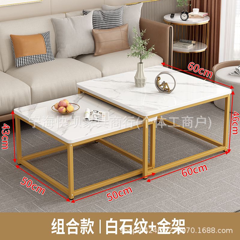 Accessible luxury square coffee table living room rental house for home small table casual modern small apartment tea table new arrival small coffee table