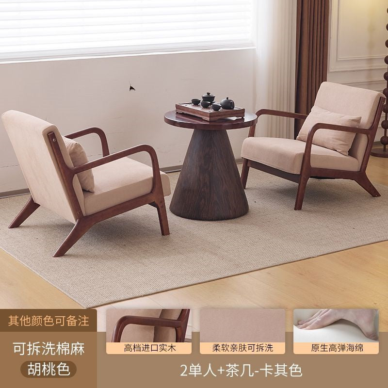 Balcony tea table and chair combination small apartment one table and two chairs household solid wood simple three-piece set reading and drinking tea cp