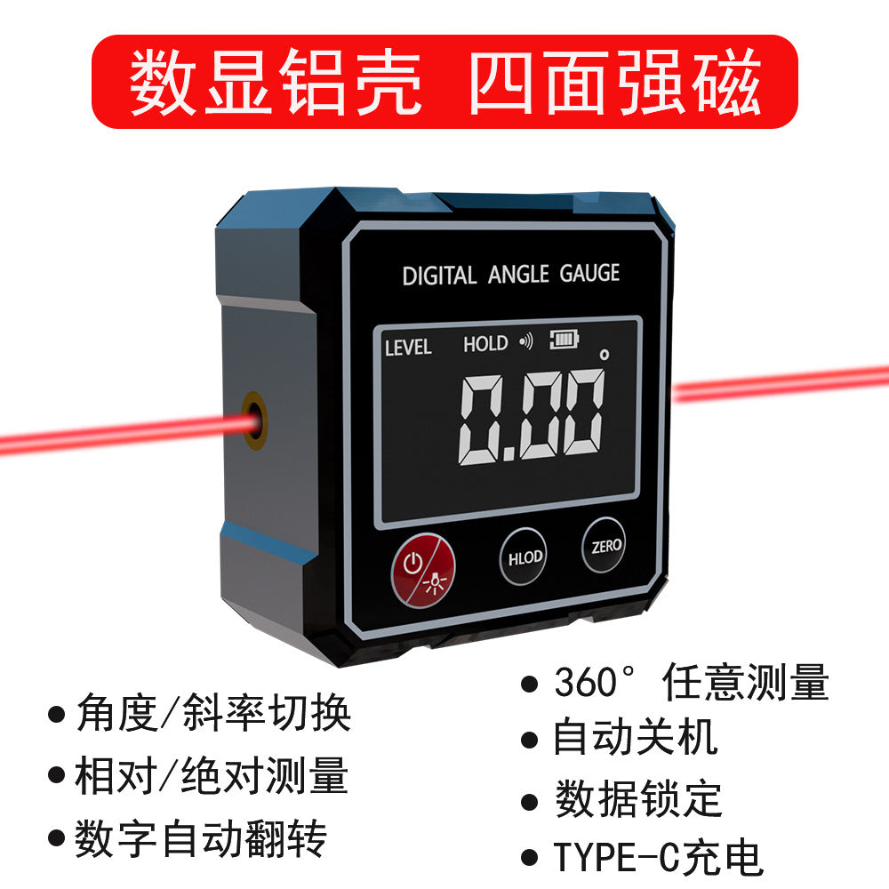 New Dual Laser Electronic Digital Display Inclination Box Household Level Angle Measuring Instrument Digital Strong Magnetic Digital Display Inclination Instrument