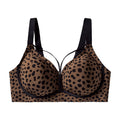 foreign trade large size jelly glue wire-free intimates leopard print soft support push-up large size seamless bra
