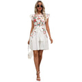 European and american   new fashion casual versatile butterfly print short sleeve v-neck dress