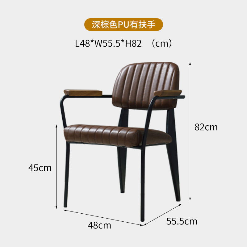 American industrial style restaurant wrought iron dining chair retro cafe casual armrest chair barbecue hot pot shop leather chair