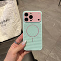 Suitable for iphone16 macaron contrasting color mesh cooling mobile phone case apple 17 thin and light large window protective case 15