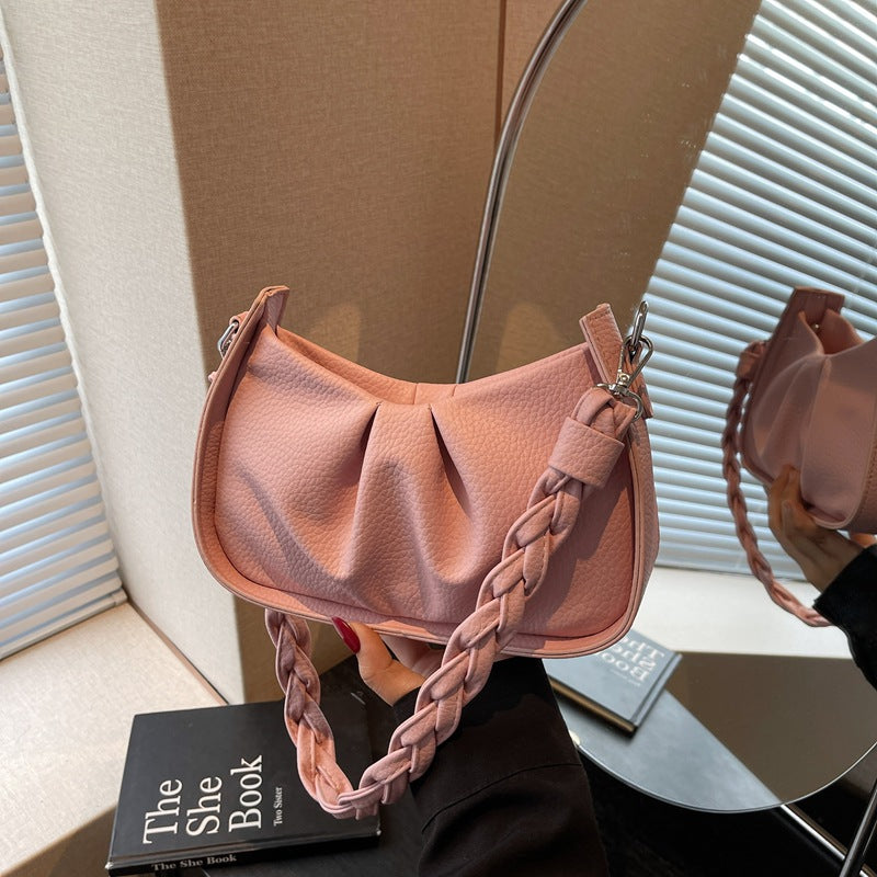 Foreign order this year's popular bag women's 2025 new fashion and casual versatile shoulder underarm bag pleated messenger bag