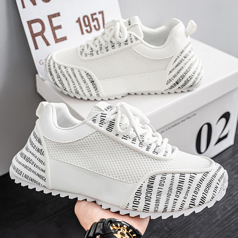 2025 winter men's trendy casual shoes: versatile, breathable mesh, fashionable soft sole, lightweight korean style running sneakers
