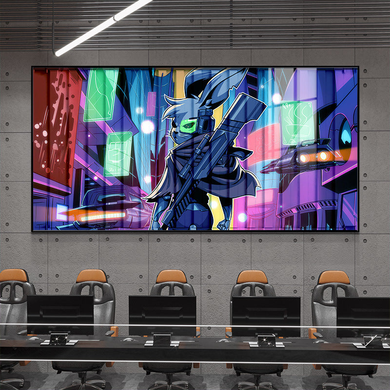 LED lighting luminous lighting painting cyberpunk Internet cafe hanging painting e-sports hotel room decoration background wall mural