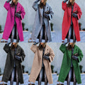 European and american autumn/winter long wool coat - chic, commuter style, beltless, turn-down collar, relaxed fit, wool green coat for women