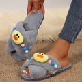 plus size fur slippers for women 2024fall and winternew arrivalflats home indoor and outdoor wear cross cartoon cotton slippers