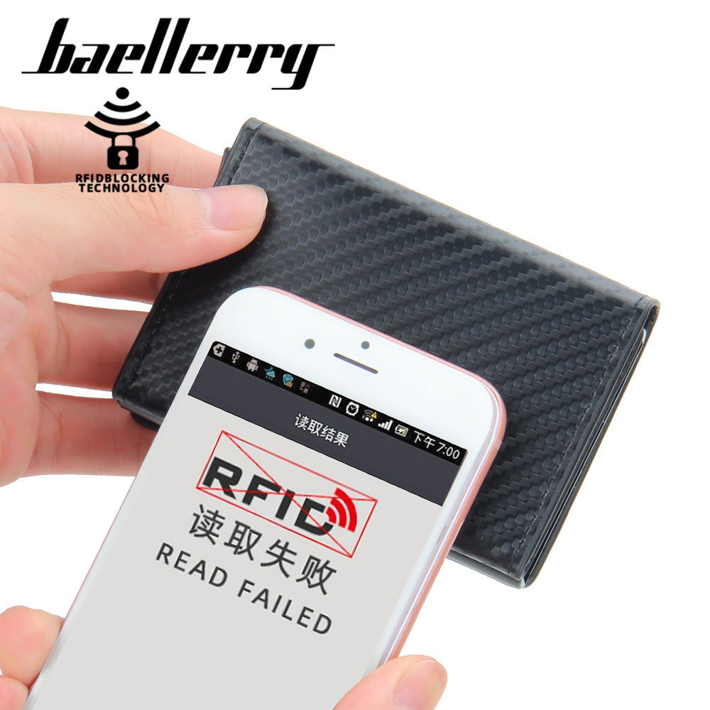 Baellerry new European and American anti-theft metal aluminum box carbon fiber RFID card bag credit card box bank card cover