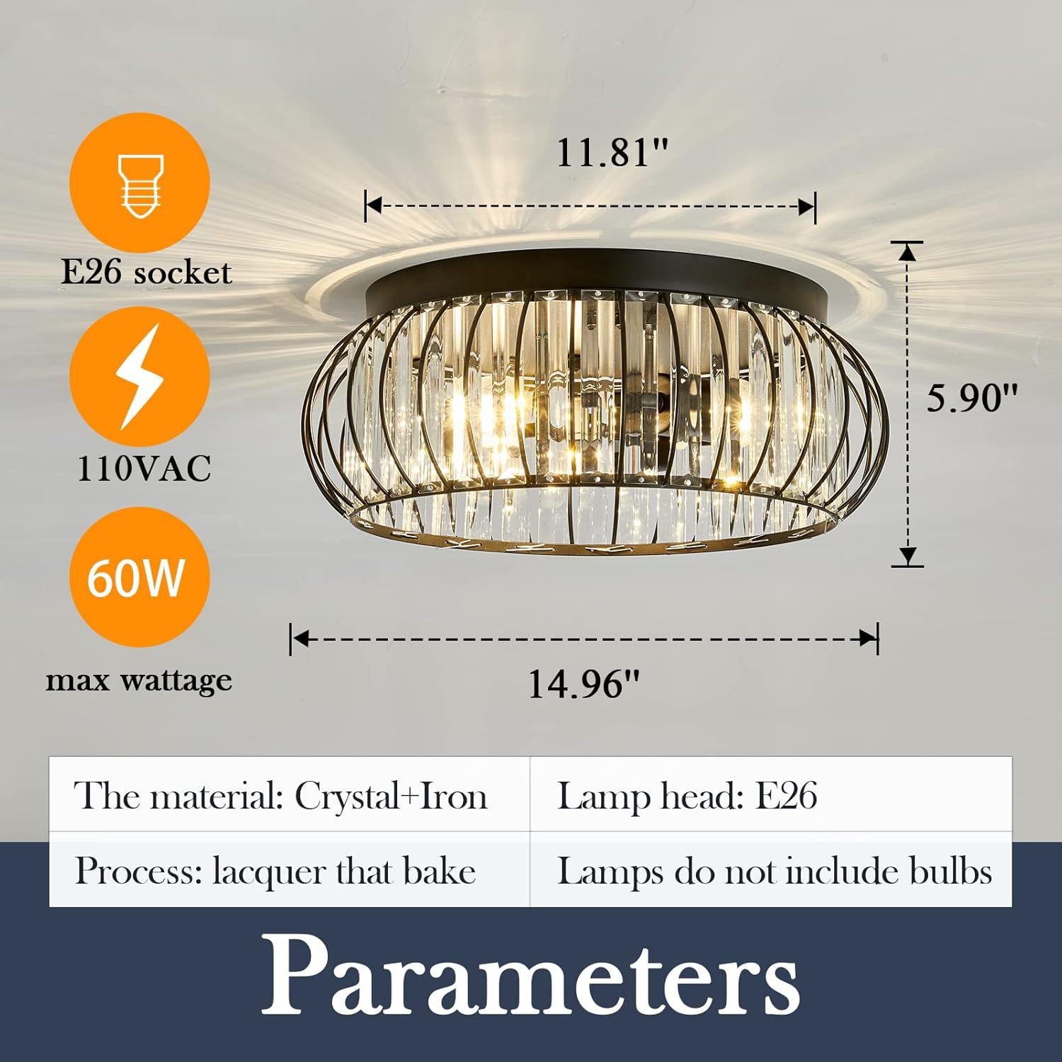 Cross-border recessed chandelier modern crystal chandelier black interior lighting corridor bedroom bathroom foyer restaurant