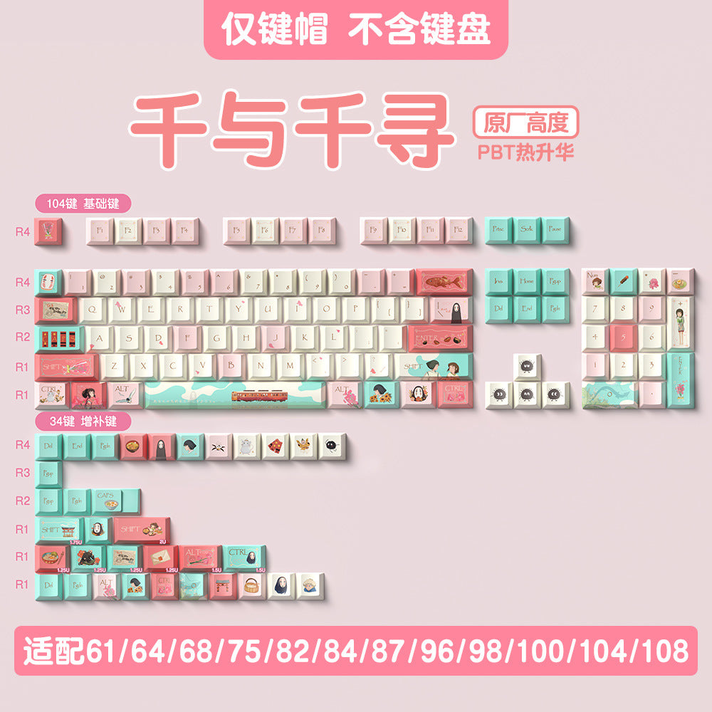 Spirited Away original keycap, original highly personalized customized pbt sublimation mechanical keyboard cap