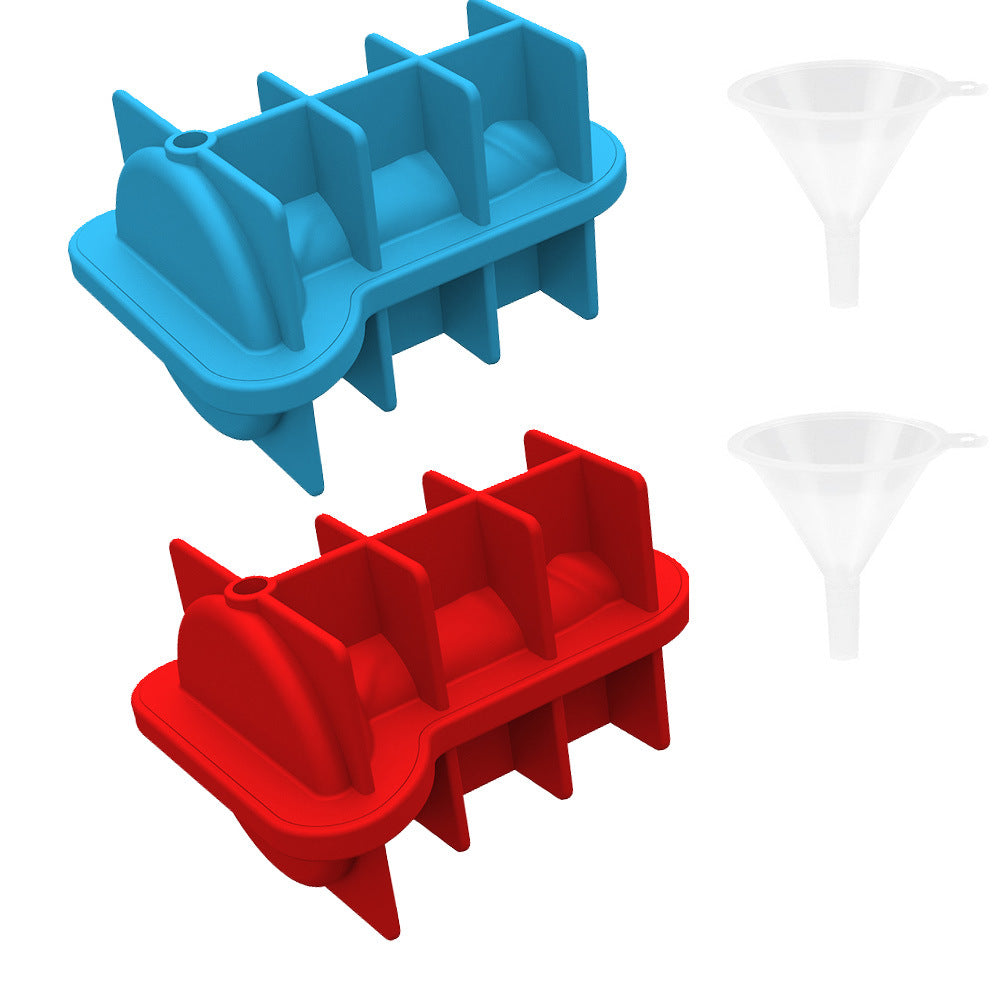 Cross-border explosion spoof creative silicone ice grid with funnel with cover easy demoulding KTV party, ice mold wholesale