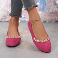 spring new fashion pearl rhinestone flat comfortable women's slip-on elegant low-cut versatile flats