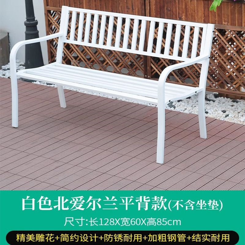 Outdoor park bench double seater bench casual simple bench iron backrest courtyard outdoor garden