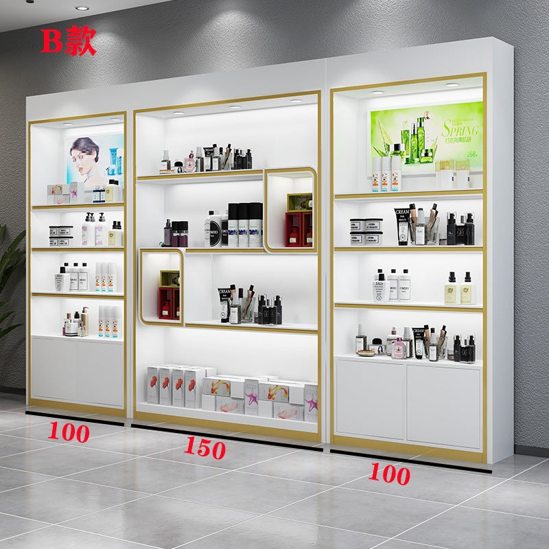 Paint Cosmetics Display Cabinet MDF Fiberboard Storage Movable Beauty Salon Product Cabinet Creative Display Cabinet