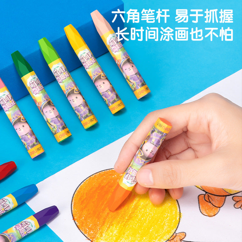 Deli 6961 oil painting stick 12-color children's crayon box gift art painting supplies student children's graffiti pen