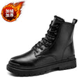 Winter men's new martin boots: trendy, versatile work boots with fleece lining, warm, thick sole, high-top, waterproof boots
