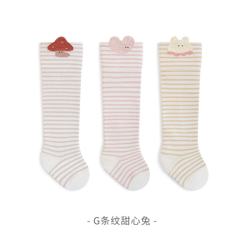 Babylon kids' knee-high socks, 3-pair pack, class a animal-themed infant socks, combed cotton, seamless baby socks
