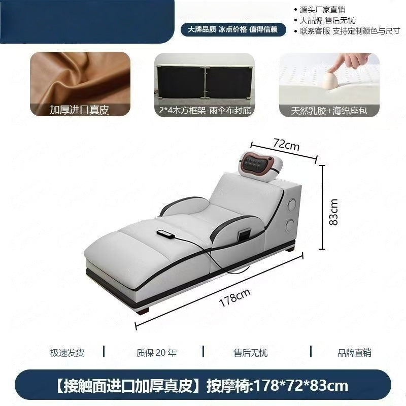 Massage genuine leather sofa italian minimalist living room smart multifunctional sofa 2025 new corner leather sofa