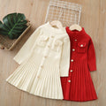 Girls' mid-length sweater dress -  autumn/winter new year's & christmas style - children's dress