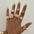 Women's pearl ring set - european & american fashion, geometric, unique design, baroque floral & teardrop rings - wholesale
