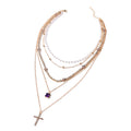 Sweater necklace wholesale european and american cross-border jewelry women's personalized exaggerated high-end diamond-studded cross sweater chain