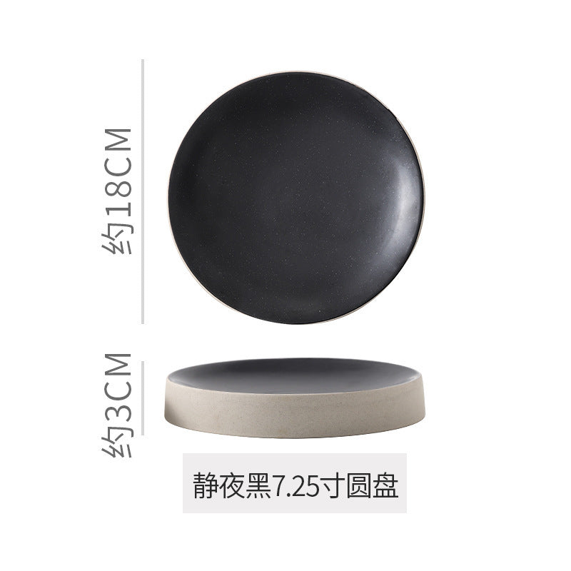 Stylish high-looking clay western food snack round plate restaurant hotel for home pastry dessert plate classy plate