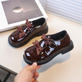 Vancahao children's british style leather shoes  spring and autumn new girls' bow princess shoes bright leather flats