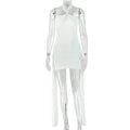 Fashion styleexportpure color women's halter strap pleated chest wrap hip skirt sleeveless backless sexy short dress