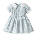 Korean style wholesale children's princess dress, new short-sleeve retro peter pan collar, cute country style girls' dress
