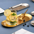 Korean style oval stainless steel hotel retro storage frosted jewelry plate baking pan metal dessert tray snack plate