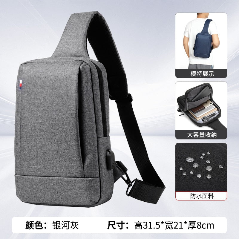 Cross-border fashion men's breast bag high-end casual women's shoulder messenger bag trendy travel chest bag waterproof shoulder bag