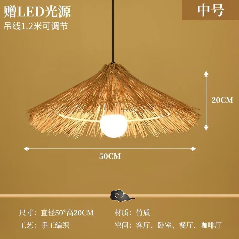 Straw hat chandelier southeast asian rattan creative bamboo art restaurant wedding store hotel b&b lampshade bamboo woven decorative chandelier