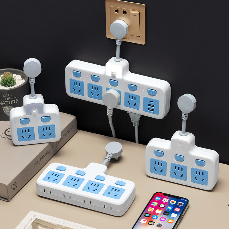 For home office pure copper short line conversion socket usb night light independent switch multifunctional one-to-multiple hole plug