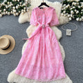 French chic beaded round neck short sleeve dress - premium embroidery, slim fit, figure-flattering, elegant women's dress