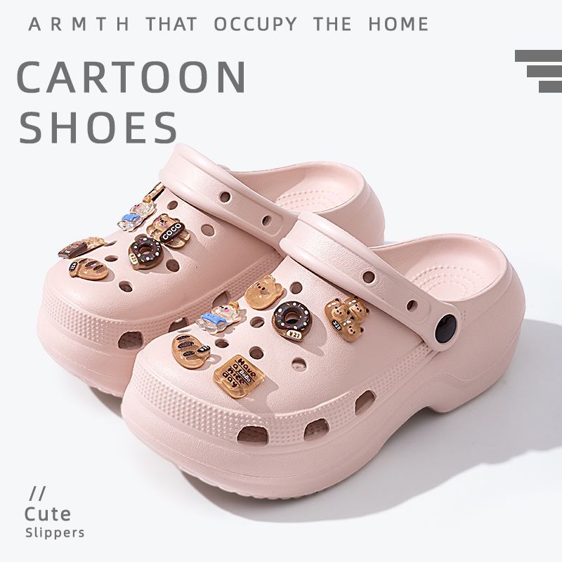 Thick sole crocs women's toe cap non-slip deodorizing filter not tired feet summer 2025new arrivalfashion slippers women's outwear
