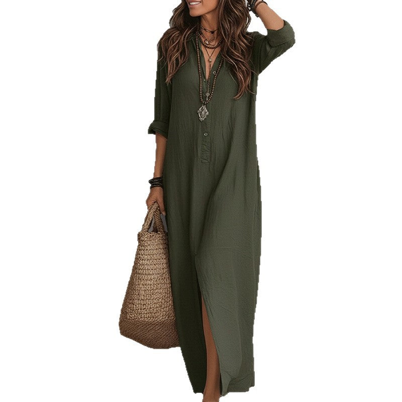 women's summer maxi dress - cross-border european & american style - elegant, chic, solid color dress
