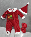 Newborn christmas onesie with hat and gloves