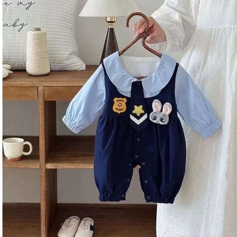 Baby onesie cartoon outing clothes super cute butt-covering baby newborn khaki college romper onesie