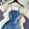 Retro denim style suspender casualelegant jumpsuit women's summer high waist waist silmslimming look wide leg pants