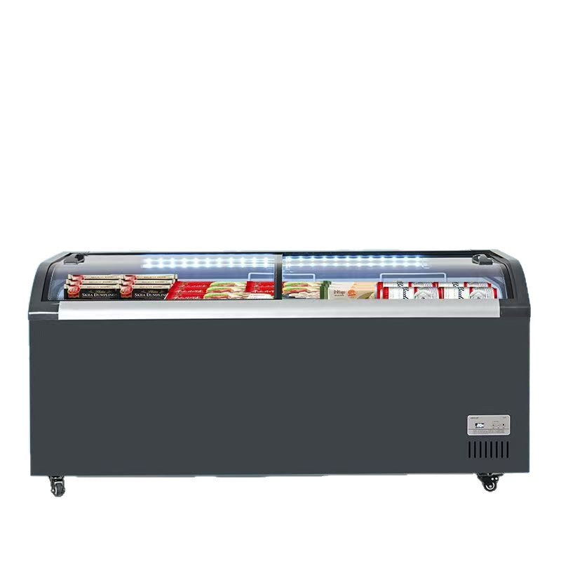 Commercial refrigerator horizontal freezer large capacity supermarket convenience store transparent glass refrigerated ice cream display cabinet