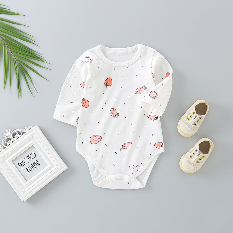 Baby long-sleeve romper: autumn triangle bodysuit, newborn unisex spring/autumn pure cotton crawling suit