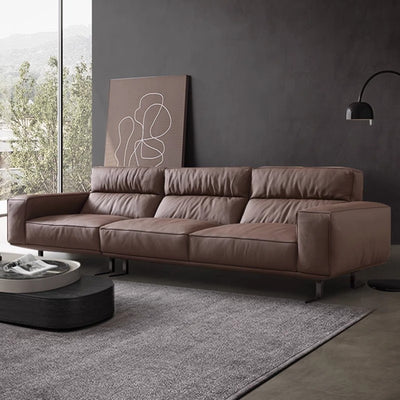 Source factory living room leather sofa italian normcore high back straight row genuine leather sofa small apartment high-foot sofa