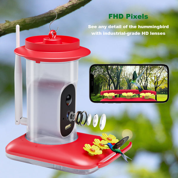 Intelligent hummingbird water feeder 4MP high definition visual outdoor solar power supply dual light source intelligent bird feeder wholesale